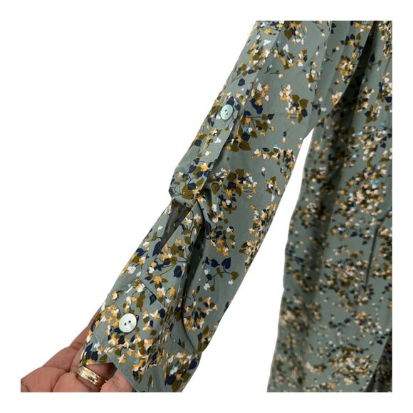 J.Jill Womens Floral-Print Button-Front Tunic Roll Tap Sleeves Relaxed Fit Sz L - Picture 10 of 12